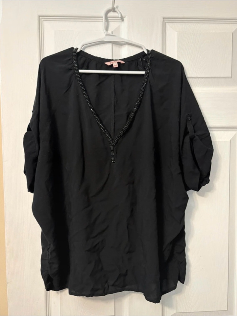 Juicy Couture Black Beaded V-Neck Tunic